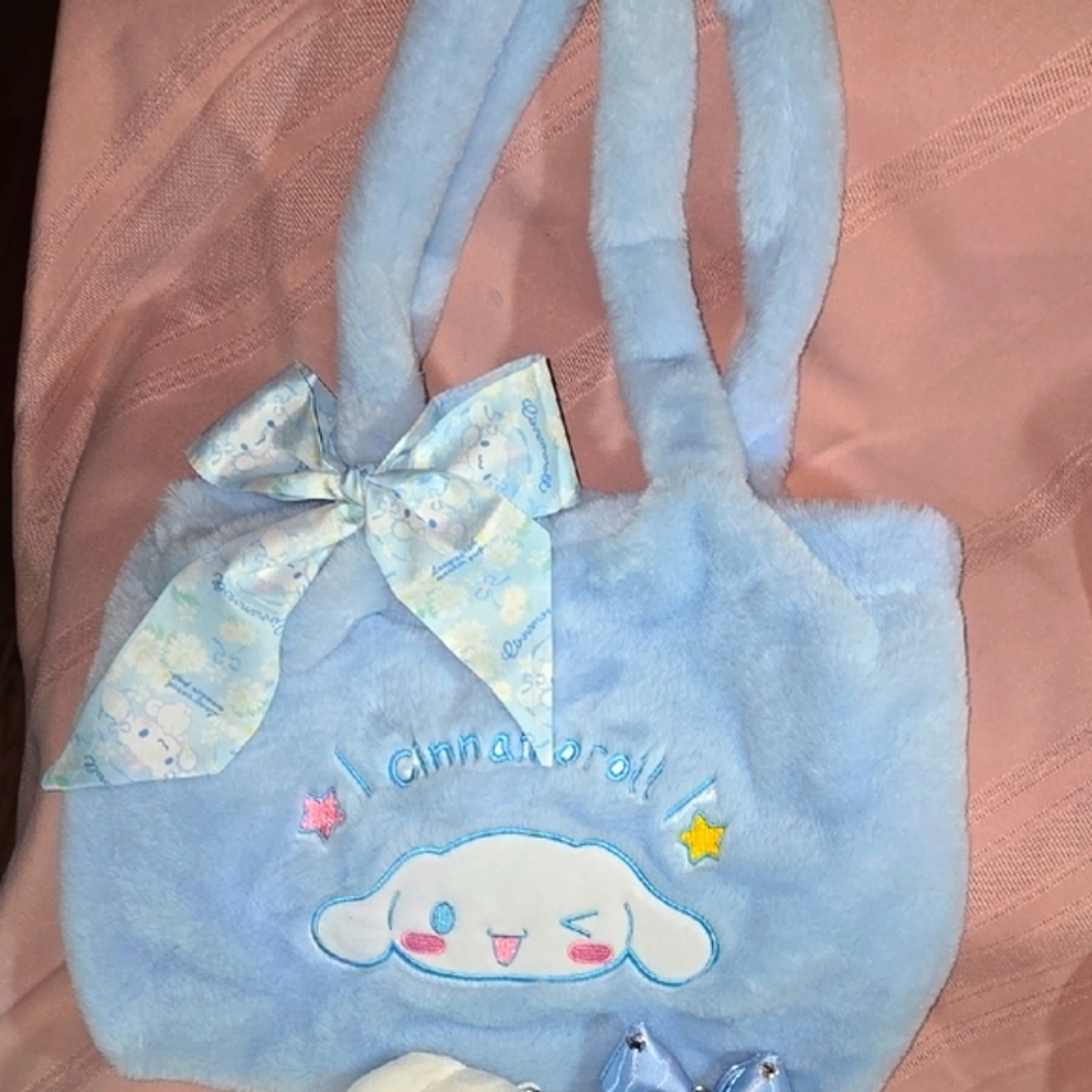 Blue Plush Cinnamoroll Bag with Cinnamoroll Plush Keychain - Picture 5 of 16